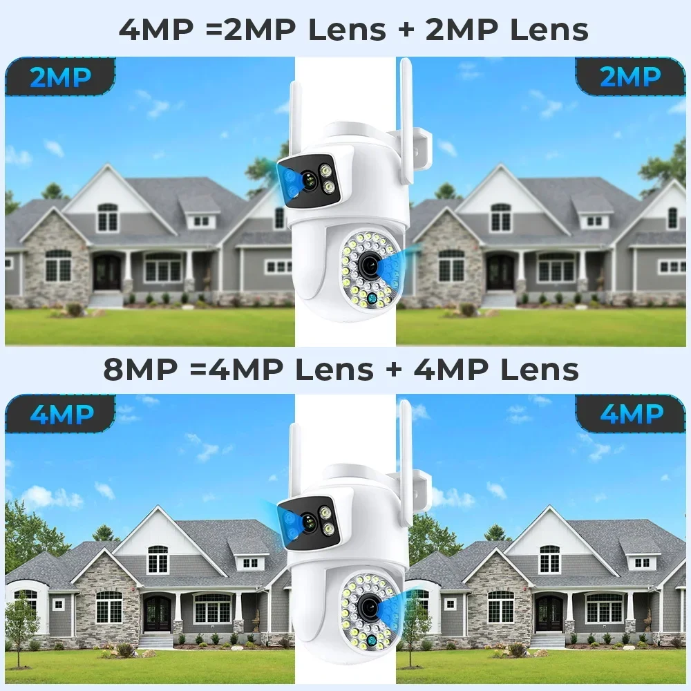 Outdoor Surveillance Camera PTZ IP WiFi HD 4K 8MP Wireless Home Security Device, with Automatic Tracking