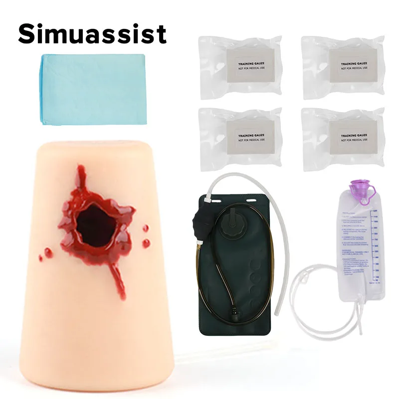 

Silicone Gunshot Wound Packing Trainer Stop Bleeding Model Tourniquet Task Training Kit with Blood Pump System