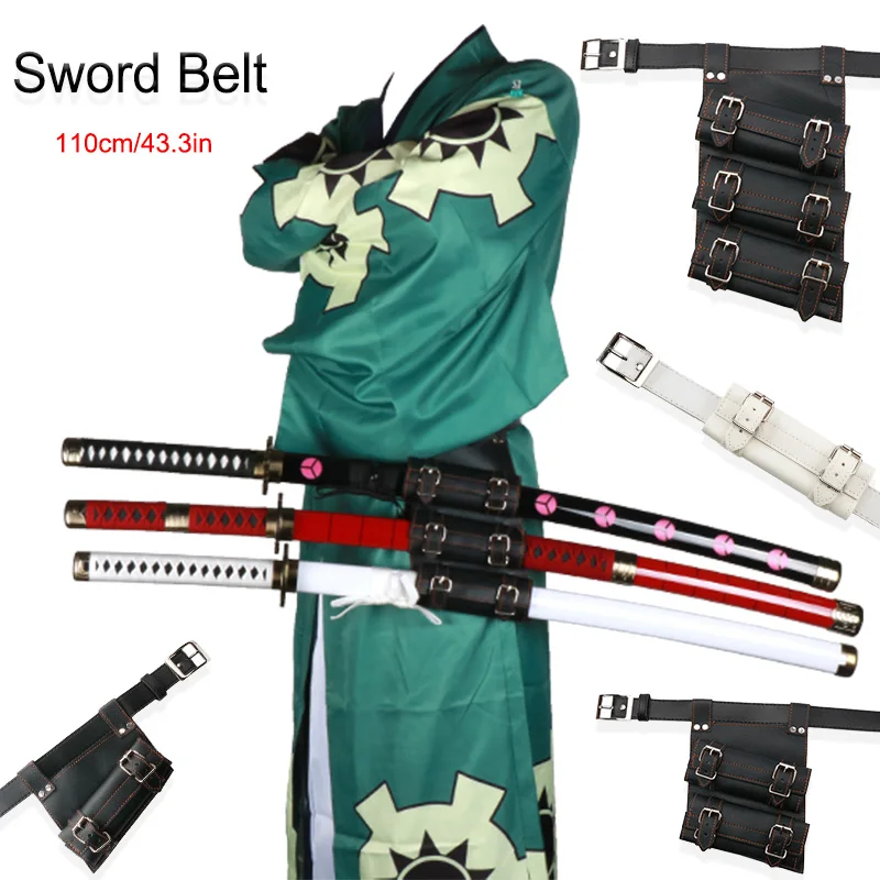 Cosplay Anime Katanas Sword Fixed PU Leather Lanyard Scabbard Bamboo Sword Belt 1/2/3 Tier Belt Set Anime Merchandise Ltem Belt