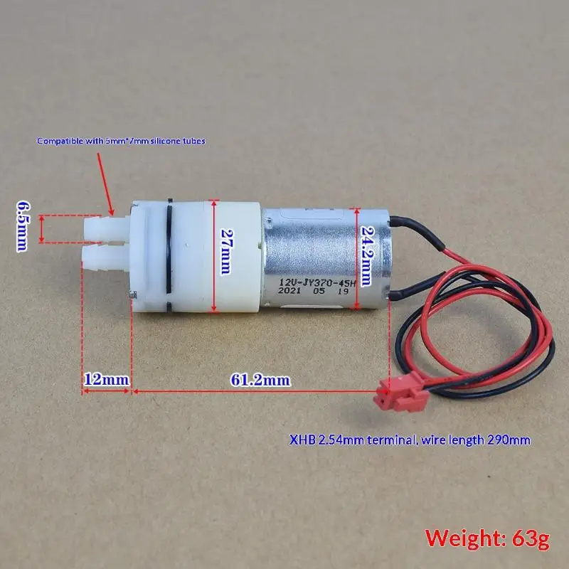 12V 370 Mini Diaphragm Water Pump Easy Installation for DIY Water Dispenser Modern Tea Table Garden Indoor Irrigation