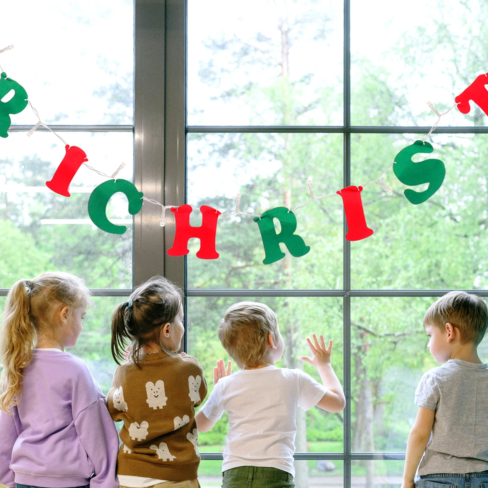 

1pc Creative Christmas Light Banner 2024 Festive Decoration Pendant Party Hanging Ornament Reusable Lightweight for Home