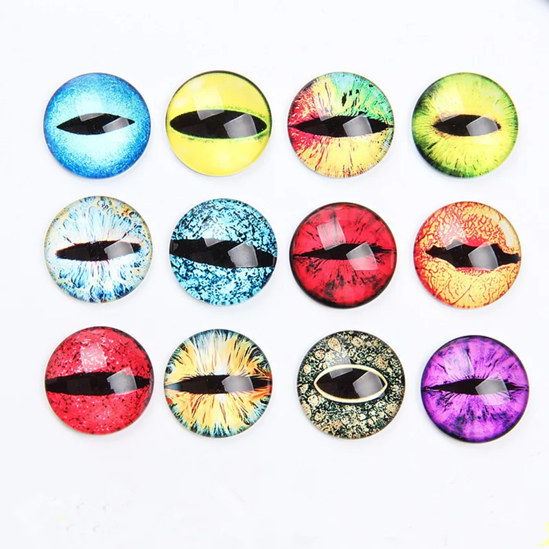 20Pcs Doll Glass Eye Round Dragon Doll Cat Eyes In Pairs Glass Flatback Cabochons Decoration Keychain DIY Accessories