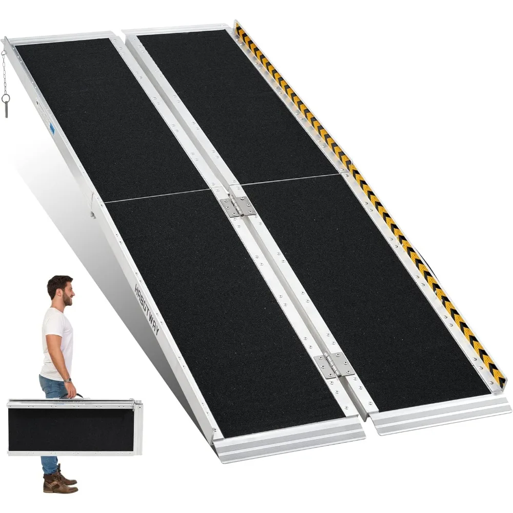 6ft Wheelchair Ramp, Portable Wheelchair Ramps for Home Steps, Double Non-Skid Ramps Hold Up to 800Lbs, Threshold Ramp for Home