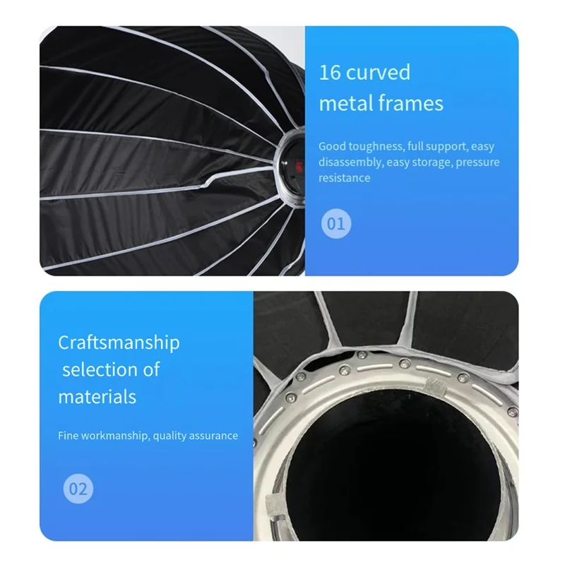 AB25-포토그래피 소프트박스 90cm 직경 퀵 릴리즈 딥 스로우 소프트박스 (그리드 메탈 보웬스 베이어닛 그릴 쉐이드 포함) 사용 간편