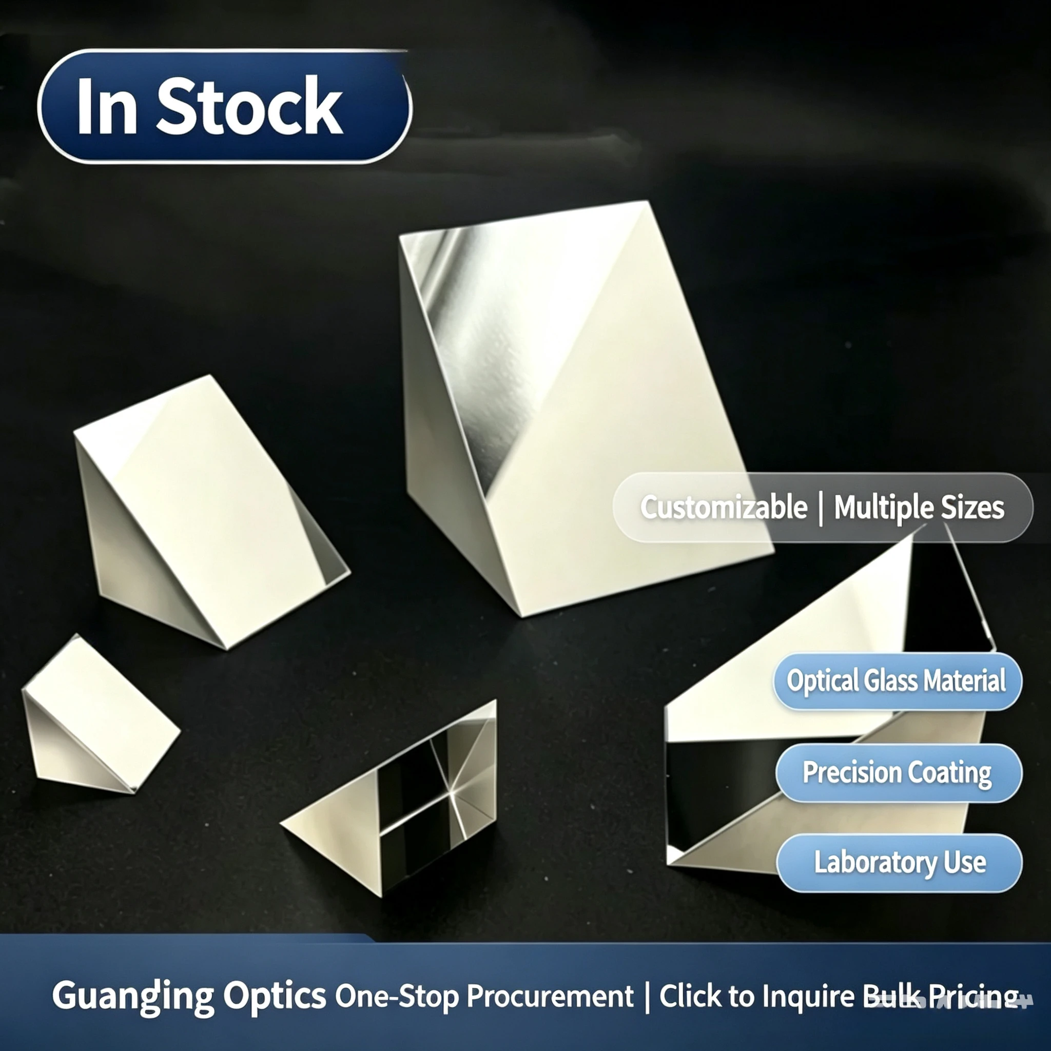 K9 Right Angle Prism 90 Degree Optical Glass Isosceles Prism for Teaching Experiment Beam Splitter Reflection