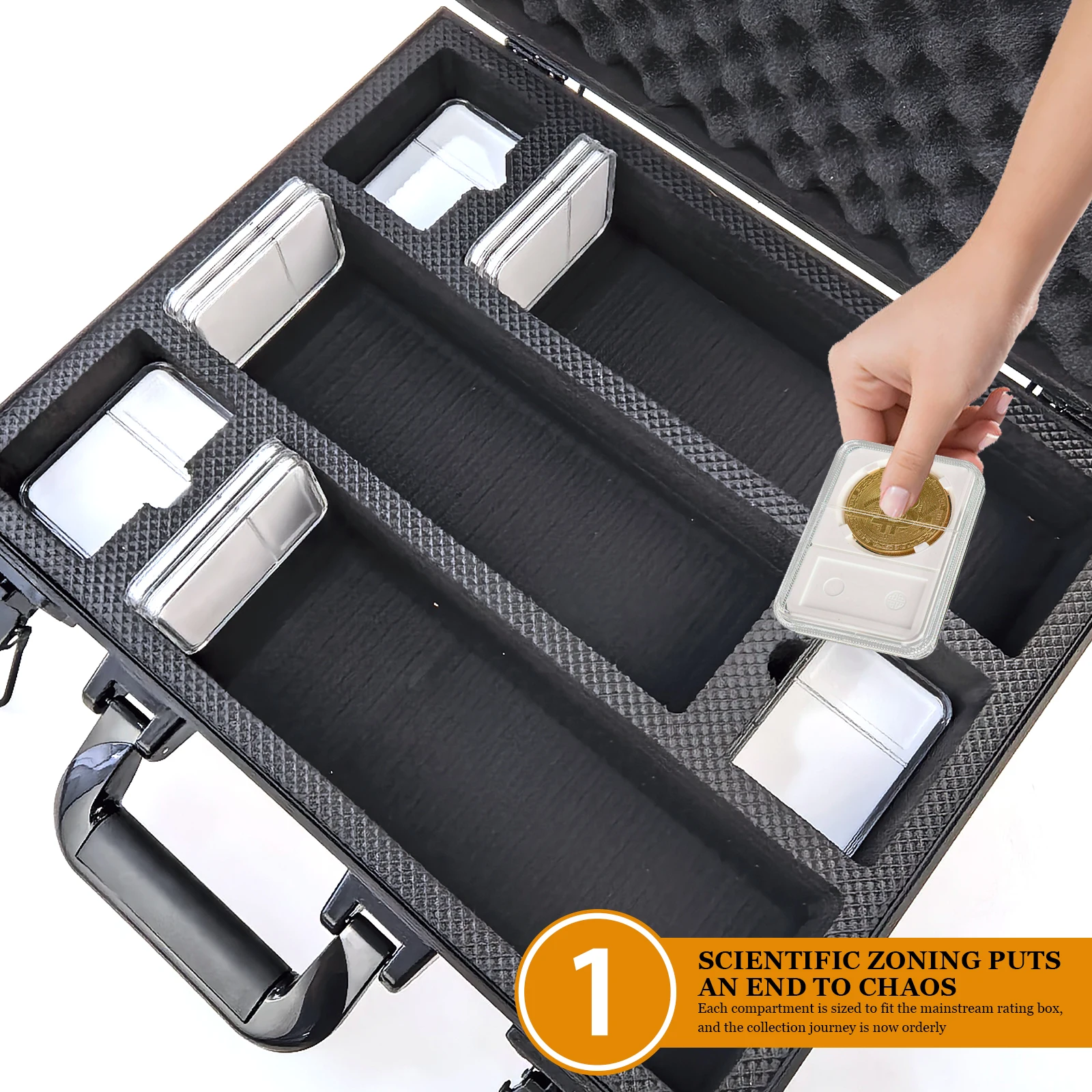 

1 шт., алюминиевый сплав, ящик для хранения монет, витрина, органайзер, держатель для торговых монет NGC PCGS, вмещает до 87 плит