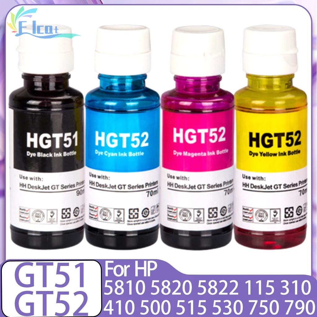 حبر GT51 GT52 GT51 GT52 حبر إعادة التعبئة لخزان HP 115 310 410 500 515 518 530 750 790 DeskJet GT5810 5820 GT5810 GT5820 حبر الطابعة