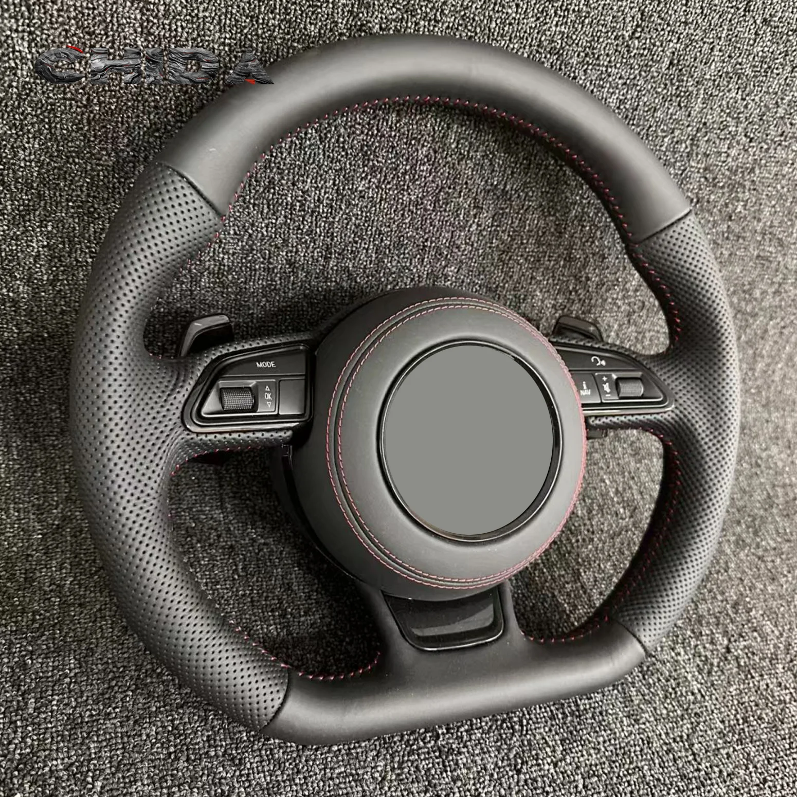 عجلة قيادة مثقوبة من الجلد عالي الجودة لسيارة Au-di A3 A5 A6 A6L A4 A4L C8 Q5 Q7 TT RS3 RS4 RS5 S4 S5 B9 بما في ذلك Q3 #6