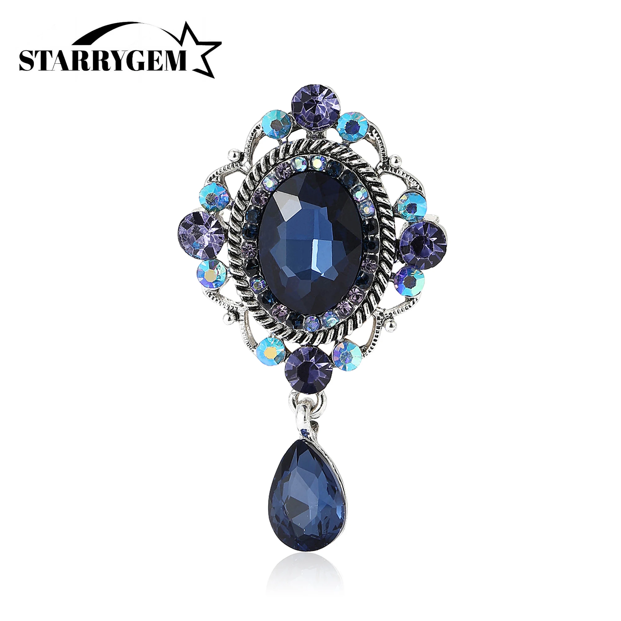 Rhinestones Palace Baroque Style Brooches for Women Unisex Small Glass Pendant Pin Office Party Friend Gifts Jewelry Accessories
