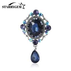 Rhinestones Palace Baroque Style Brooches for Women Unisex Small Glass Pendant Pin Office Party Friend Gifts Jewelry Accessories