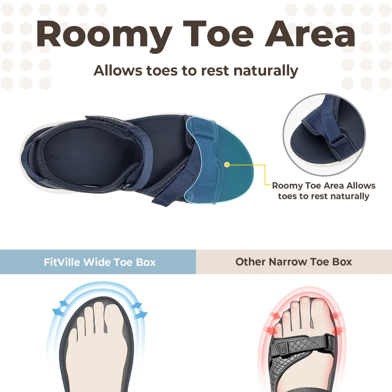 FitVille Wide Summer Sandals For Women With Arch Support Lightweight  Bohemian Casual Beach Sandals With Adjustable Strap
