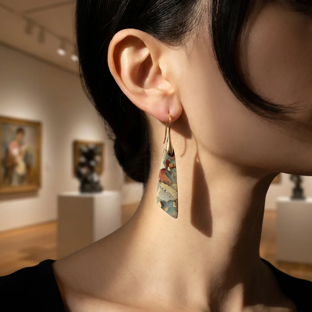 Bohemian Emperor Stone Geometric Pendant Earring Popular Natural Stone Jewelry Earrings for Women Luxury Boho Girl Jewelry