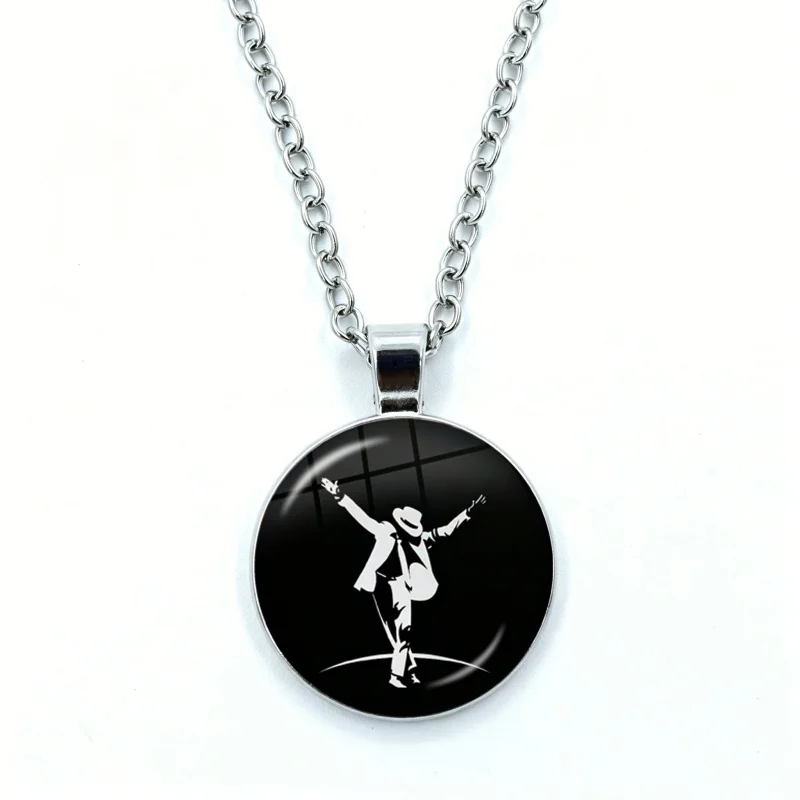 Thriller Dangerous M-Michael J-Jackson Necklace for Women Jewelry Cabochon Glass Pendant Fashion Statement Necklace