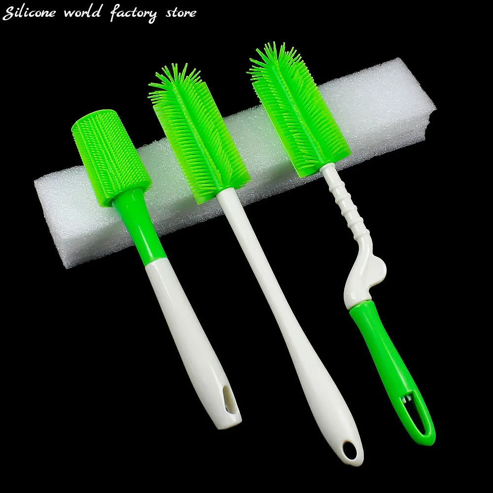 Silicone World Silicone Bottle Brush 360 Degree Rotation Baby Pacifier Cleaning Brush For Coffe Cup Glass Bottle Cleaning Brush