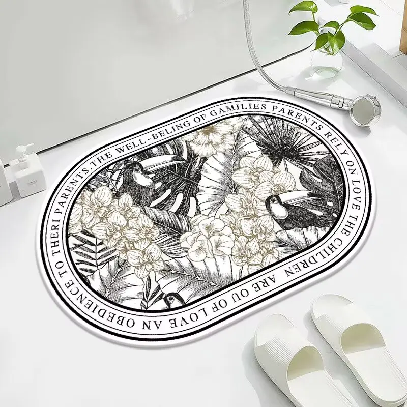 سجادة أرضية من الطين المشطورة للحمام، سجادة أرضية غير قابلة للانزلاق عند باب المرحاض، سجادة سريعة الجفاف لشفط باب الحمام #1