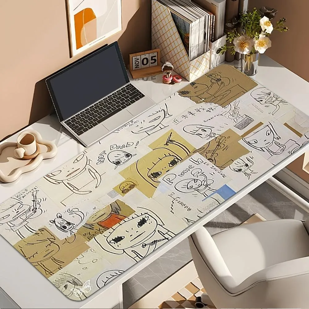 Cute cartoon girl pattern alfombrilla ratón tapis souris xxl desk accessories alfombrillas para escritorio escritorio accesorios