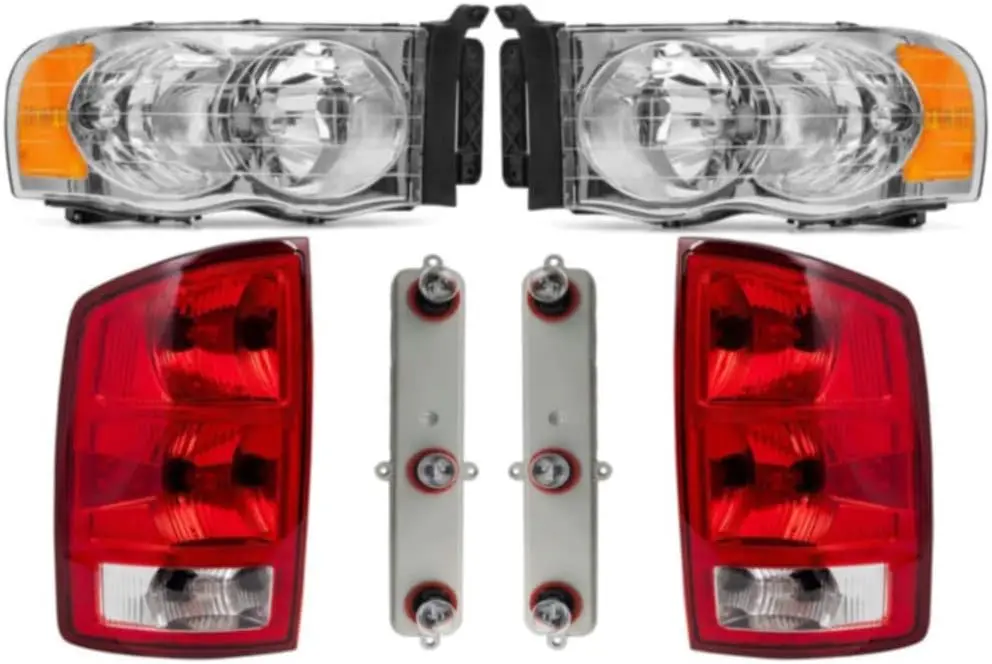 

OE Style Replacement Headlights Tail Lights Compatible with Dodge 2002-2005 Ram 1500 2003-2005 Ram 2500 3500 Truck [ 55077121AG