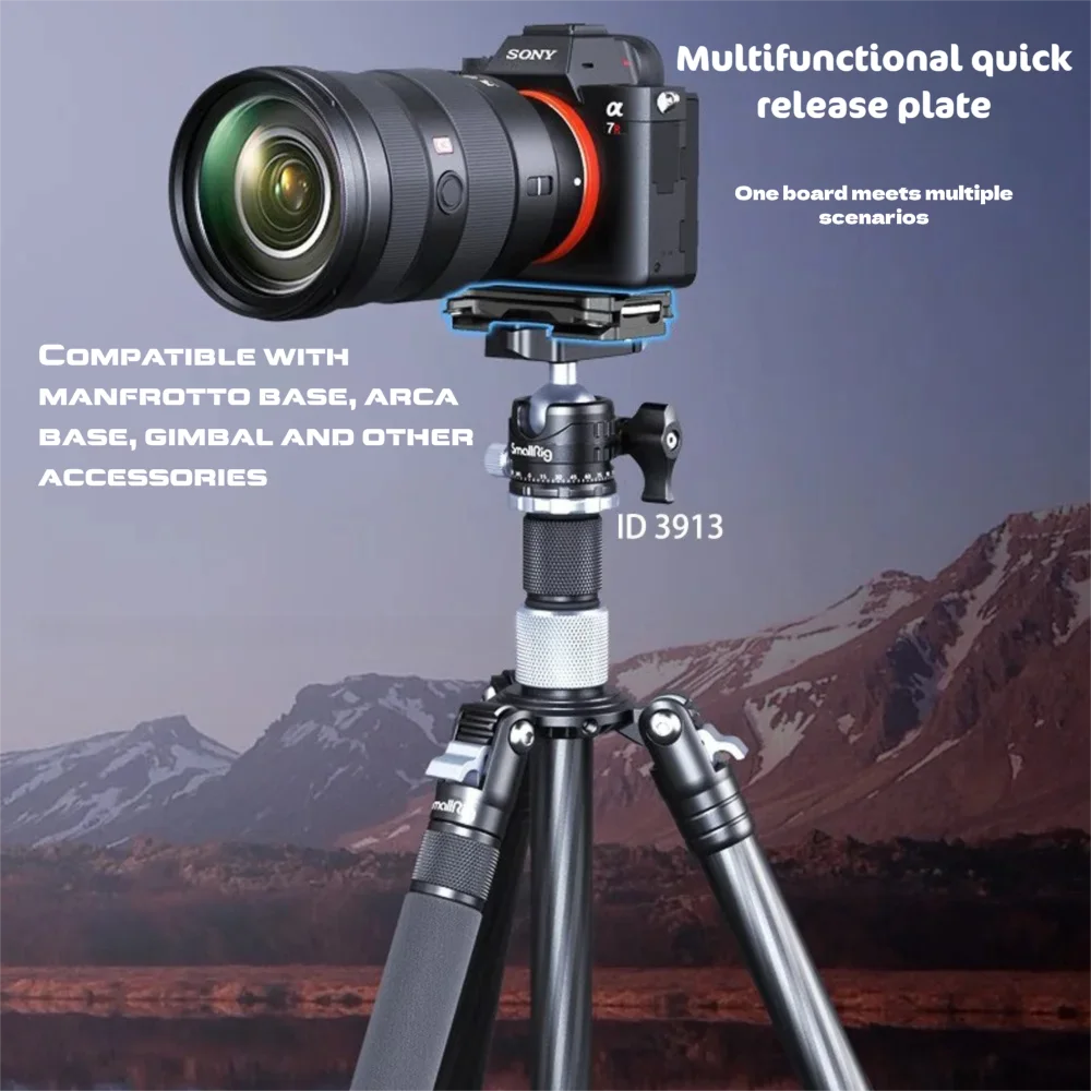 SmallRig Universal Arca Quick Release Plate, Foldable 4‑Leg Support, Desktop & Ground Camera Tripod Head Accessory 3913