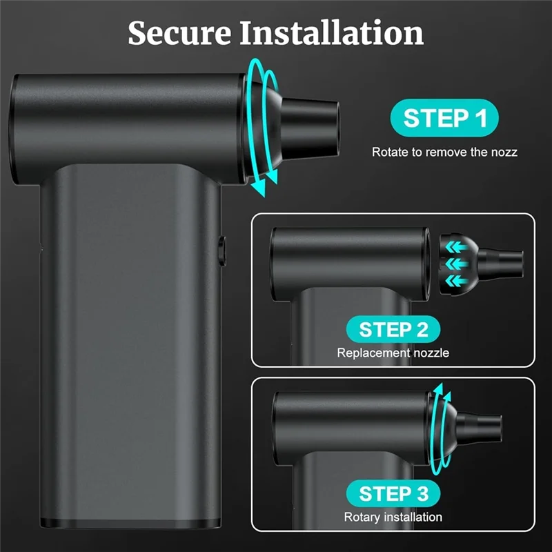 منفاخ هواء كهربائي، منفضة هواء مضغوطة لاسلكية عالية السرعة 1800 دورة في الدقيقة، 4 أوضاع مناسبة للاستخدام في الهواء الطلق والسيارة