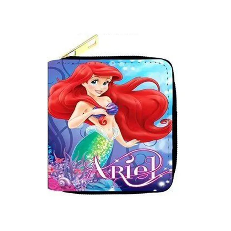 Disney Snow White & Mermaid Princess Women Short Wallet PU Leather Small Coin Purse Credit Card Pouch For Girls  Portefeuille