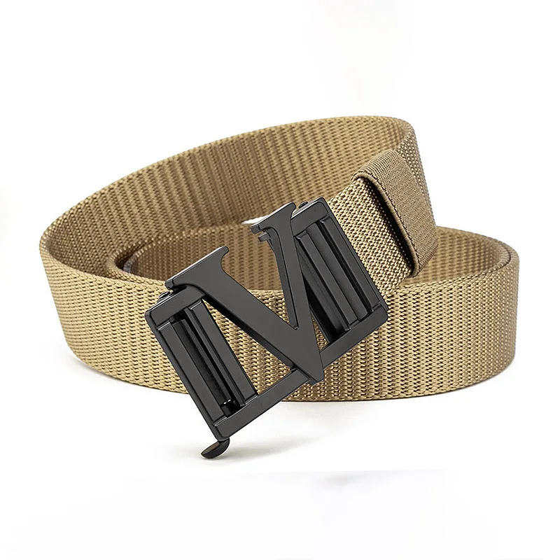 2024 New 35mm Toothless Letter Automatic Buckle Belt With Quick Drying Nylon Fashion Men And Women's Business Office Pants Belt