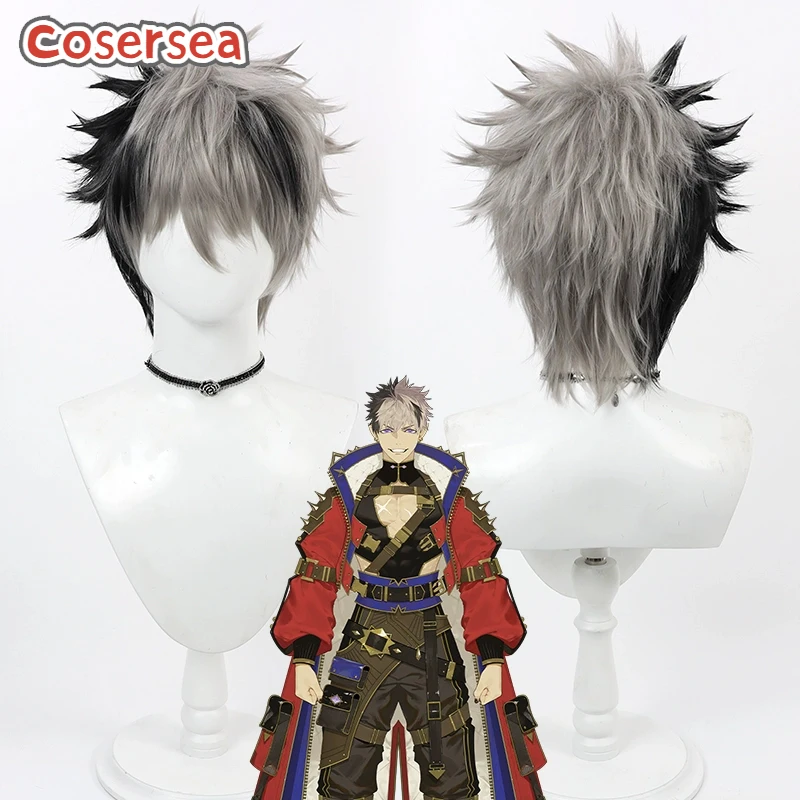 

Cosersea Crimzon Ruze Cosplay Wigs Virtual YouTuber Crimzon Ruze 30cm Short Black Mixed Gray Wig Synthetic Hair Heat Resistant