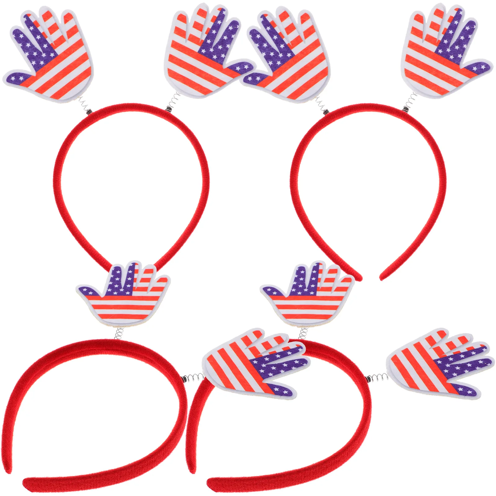 

4 Pcs Patriotic Flag Headbands Hair Accessories Safe Material Unique Design Photo Prop Independence Day Headdress Festival