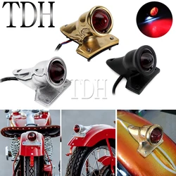 Vintage Old School Brass LED Tail License Plate Brake Light For Harley Bikes BMW Honda Chopper Kawasaki ATV Crocker Small Tank