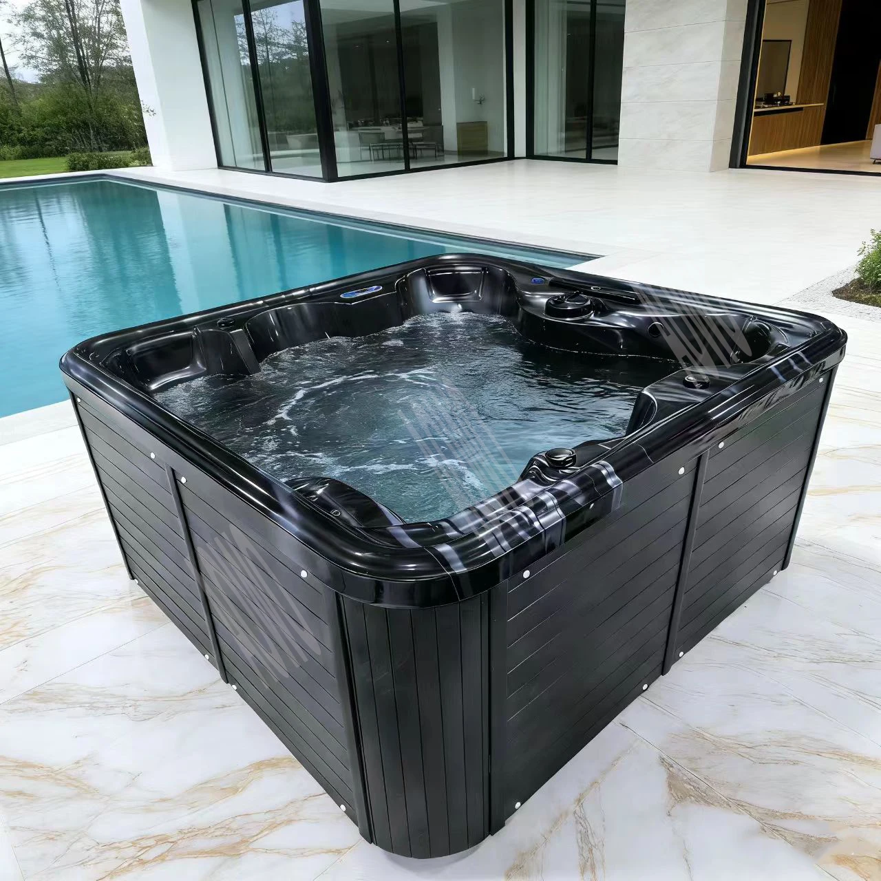 Outdoor Swimming Spa Pool Spa Tubs Sauna Room Balboa 6 Person Spa Tub Hot Tube Outdoor With Heater Custom Black