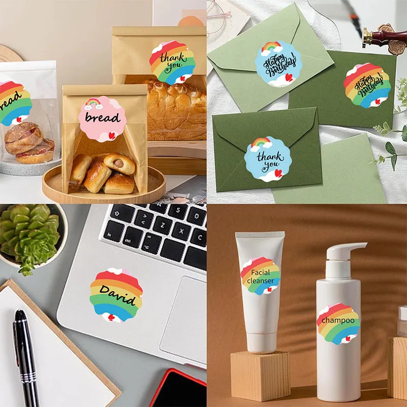 50*50mm Thermal Label Sticker Roll Self-adhesive Rainbow Flower DIY Gift Thank You Card Sealing Stickers Paper Printer M220 M110