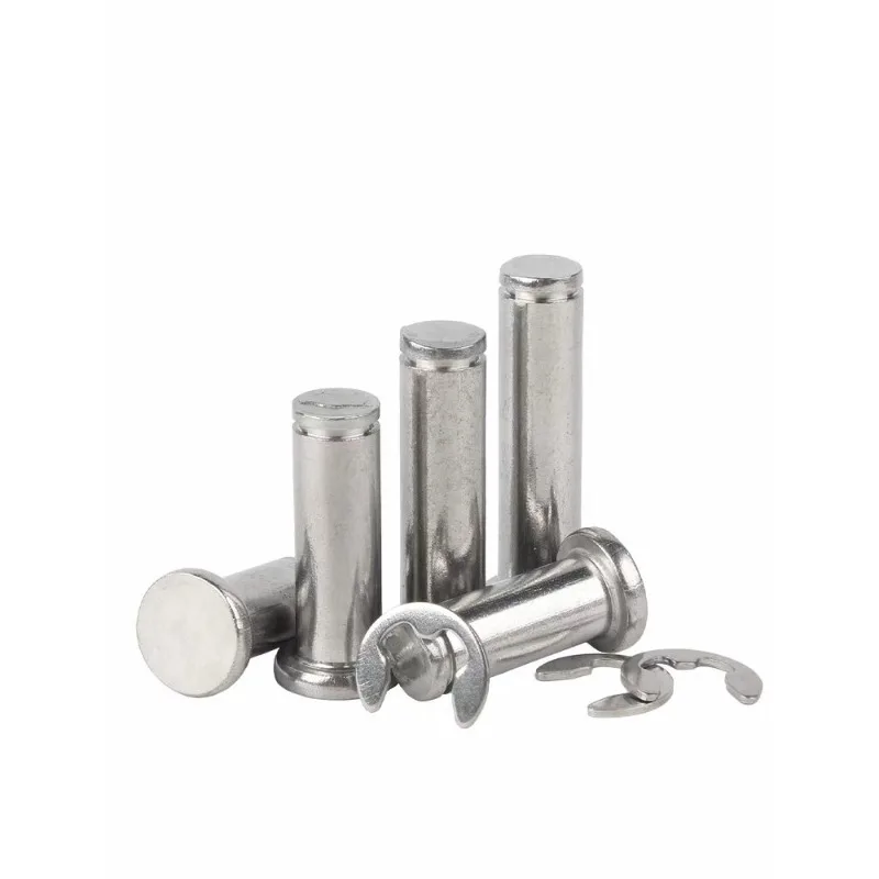 A2 Stainless Steel Flat Head Bearing Cylindrical Positioning Axis Roll Dowel Pin With Shaft Circlip M10 M12 M14 M16 M18 M20