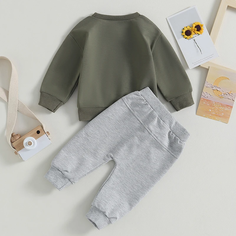 

2Pcs Newborn Infant Baby Boy Clothes Toddler Letter Print Long Sleeve Sweatshirt Jogger Pants Set Casual Outfits