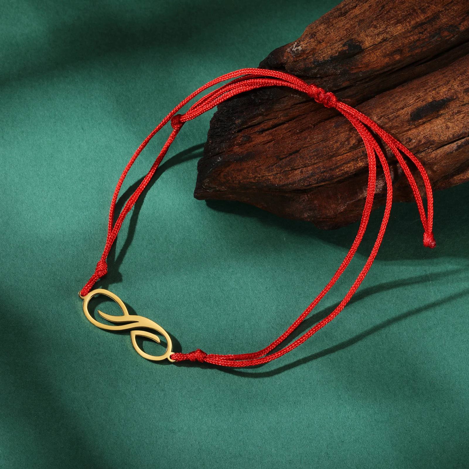 Unift Infinite Symbol Bracelet Red Rope String Bracelet Stainless Steel Double Layered Infinite Symbol Hand Chain Jewelry Gift