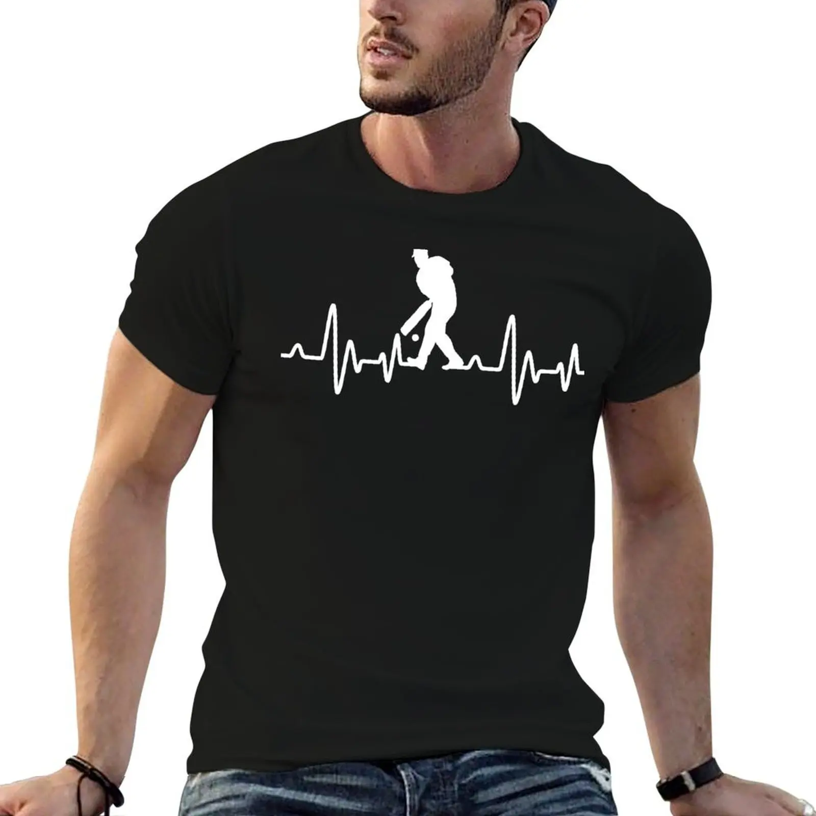 Funny cricket player cricket sport vintage heartbeat T-Shirt shirts graphic tees customizeds men t shirts