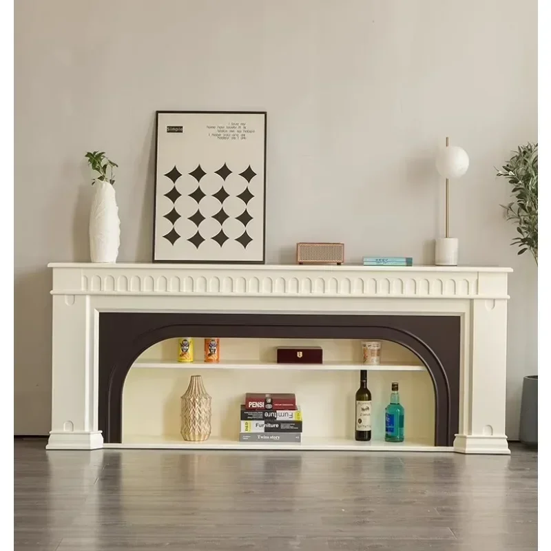 Solid wood retro modern minimalist villa living room simulation fire fireplace cabinet TV cabinet