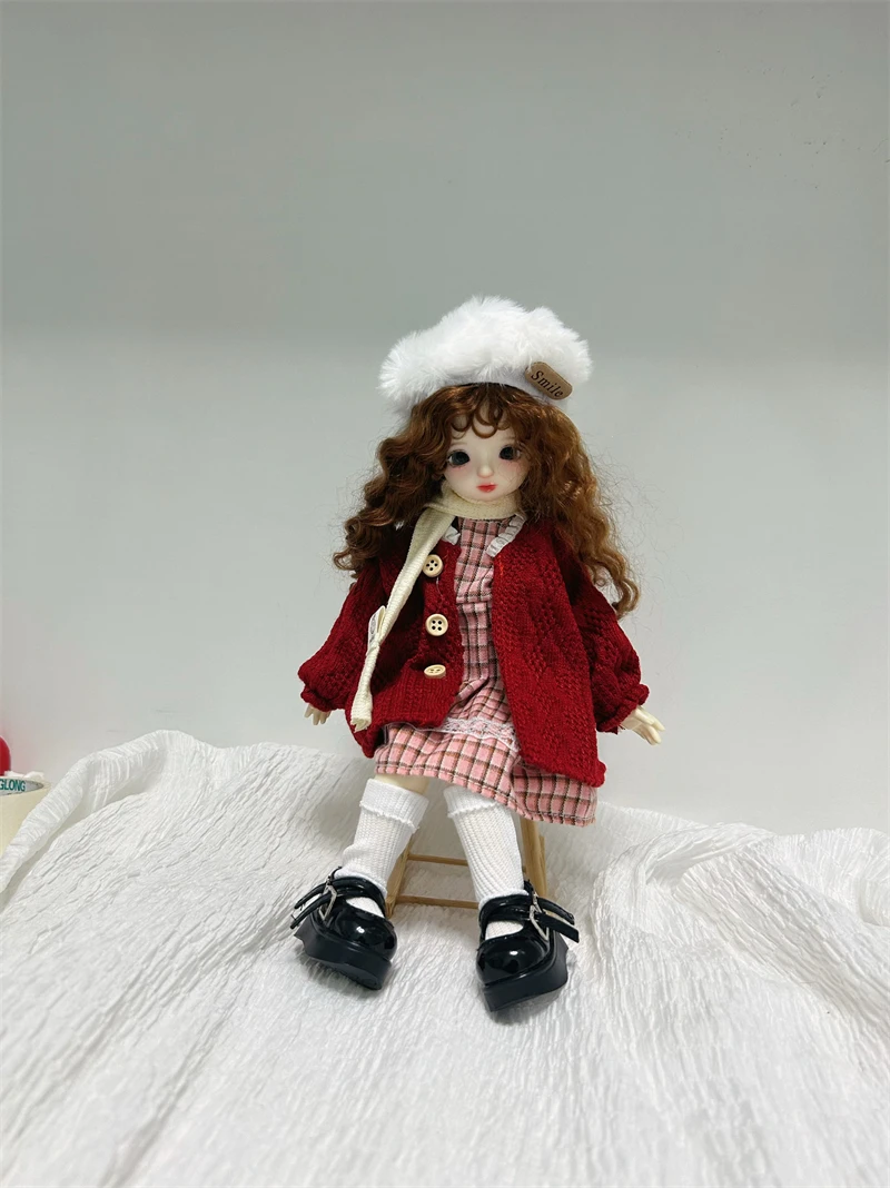 BJD doll clothes suitable for 1/6  size Trench coat dress hat clothes set doll accessories (4/5 points)