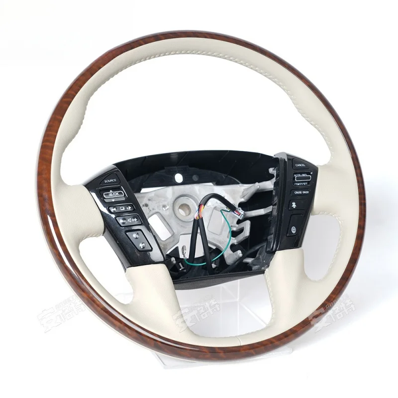For Nissan Patrol Y62 Infiniti QX56/QX80 wood grain beige high-end car steering wheel modification