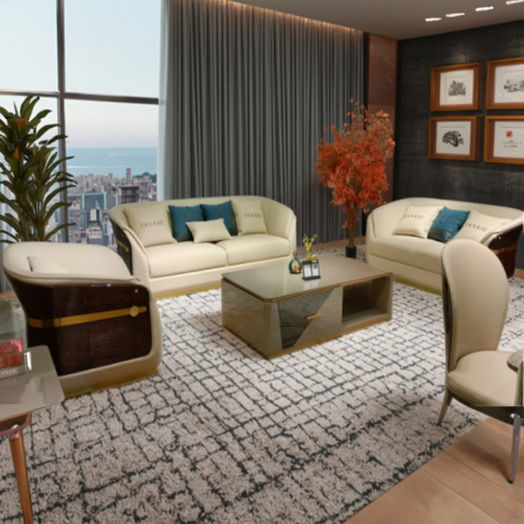 Luxury Nordic Style One Two Three-Seaters Genuine Leather Sectional Sofa Set High Sponge for Home Hotel Apartment Living Room