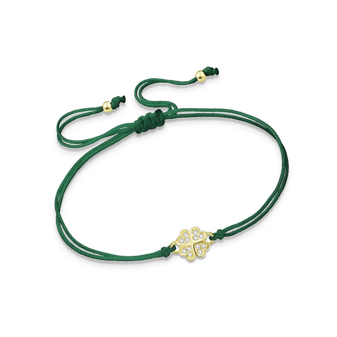 AAA-pulsera con dije de trébol y hoja de corazón de amor para mujer, cristal de circonia cúbica blanca, piedras CZ, cordón rojo, cordón verde, regalo de joyería