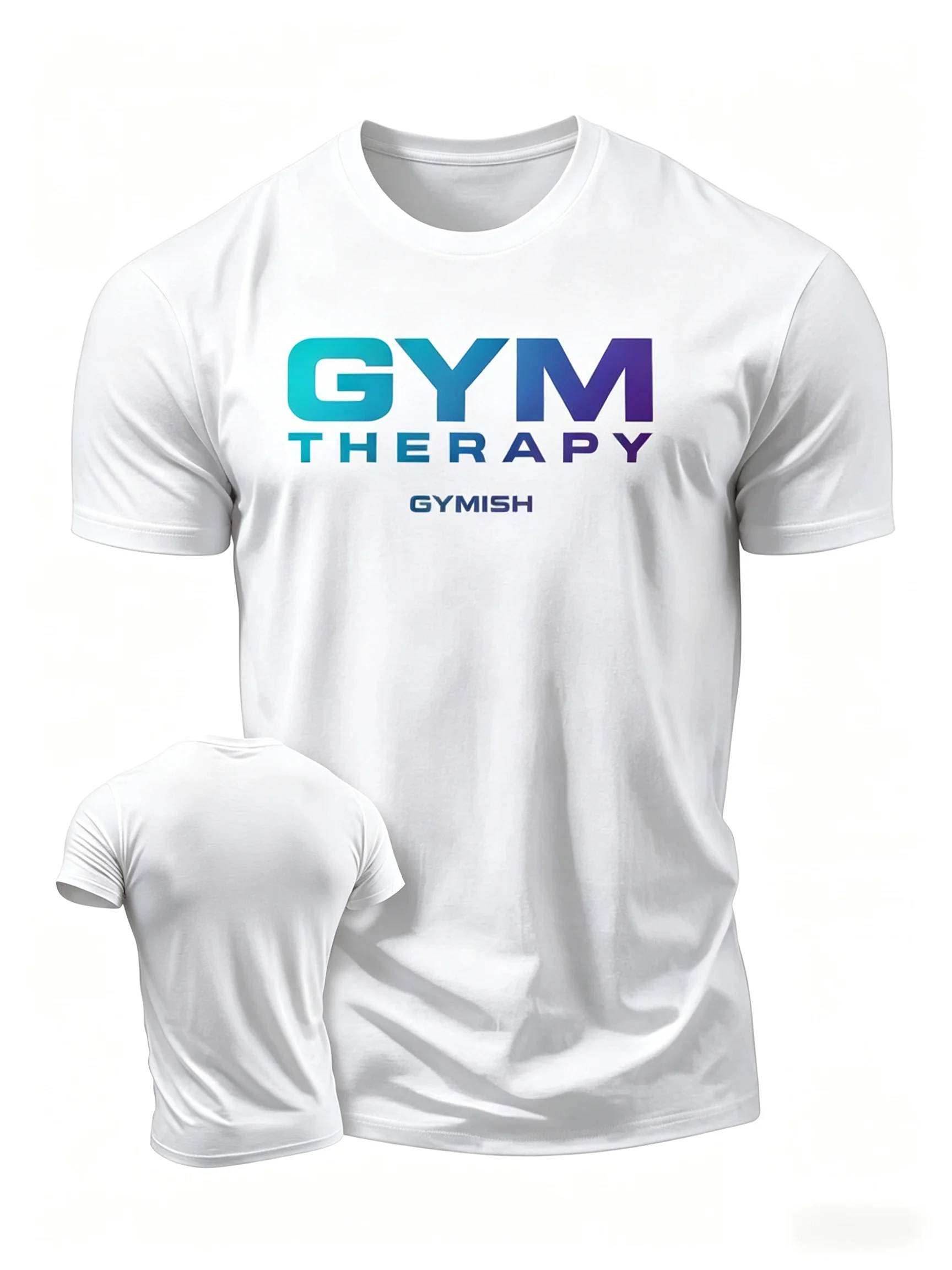2026 New Sport Family Matching Oversized Unisex T Shirt Gym Therapy Gradient Text Chest Print Fitness Streetwear Cotton Top