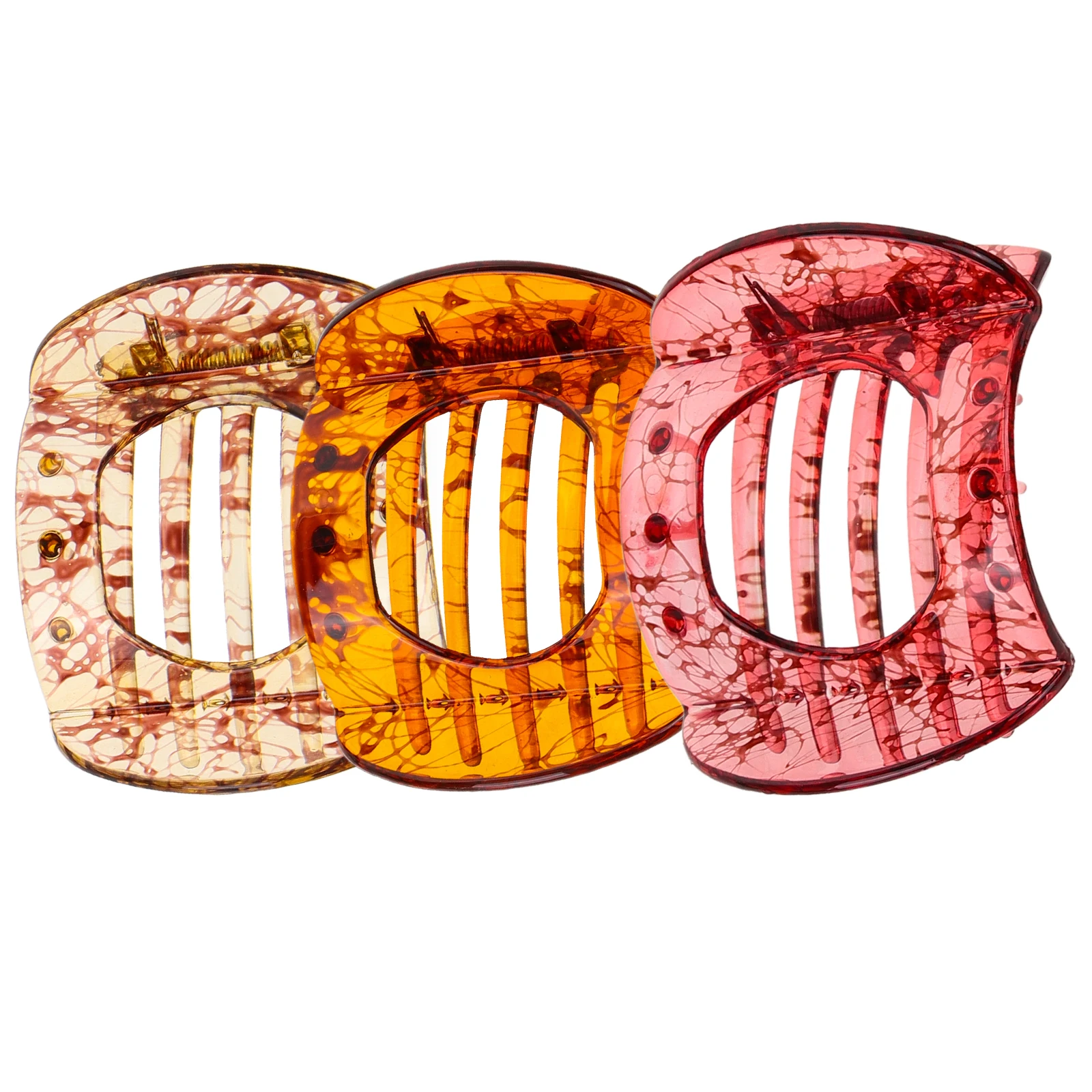 

3pcs Claw Clips With Inner Teeth Stylish Clamp For Women Thick Thin Hair Styling Sectioning Tool Large Medium Size Colorful