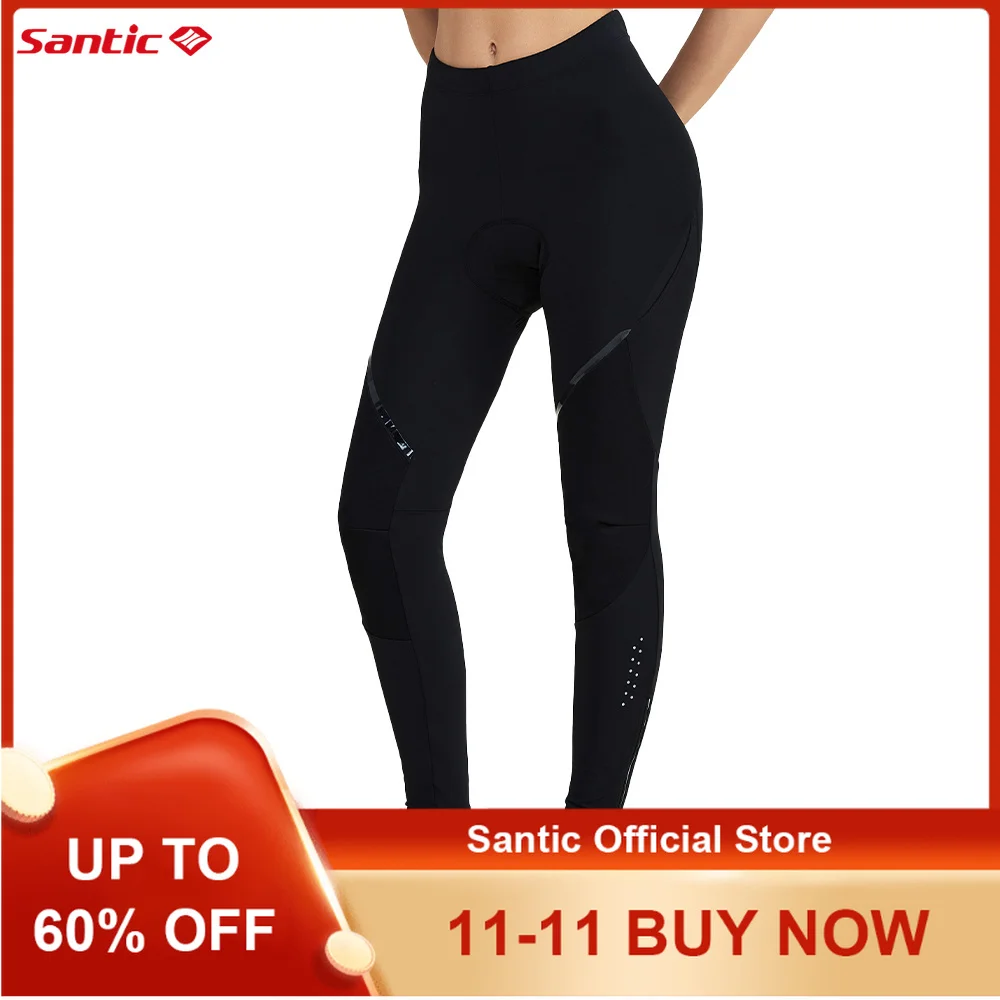 Santic المرأة سروال ركوب الدراجات يندبروف عاكس الدفء ركوب الدراجات السراويل الرياضية للخريف والشتاء KL25C04290H #1