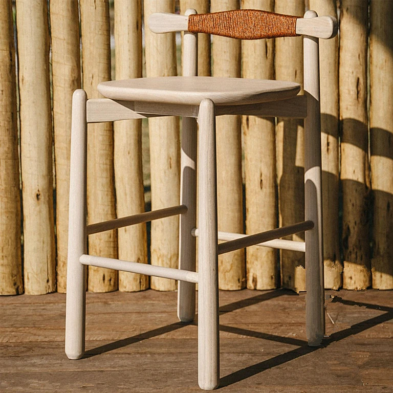 

xj-New Chinese Modern Retro Solid Wood High Back Commercial Eco-Friendly Durable Bar Chair Stools for Kitchen Home Restaurant*