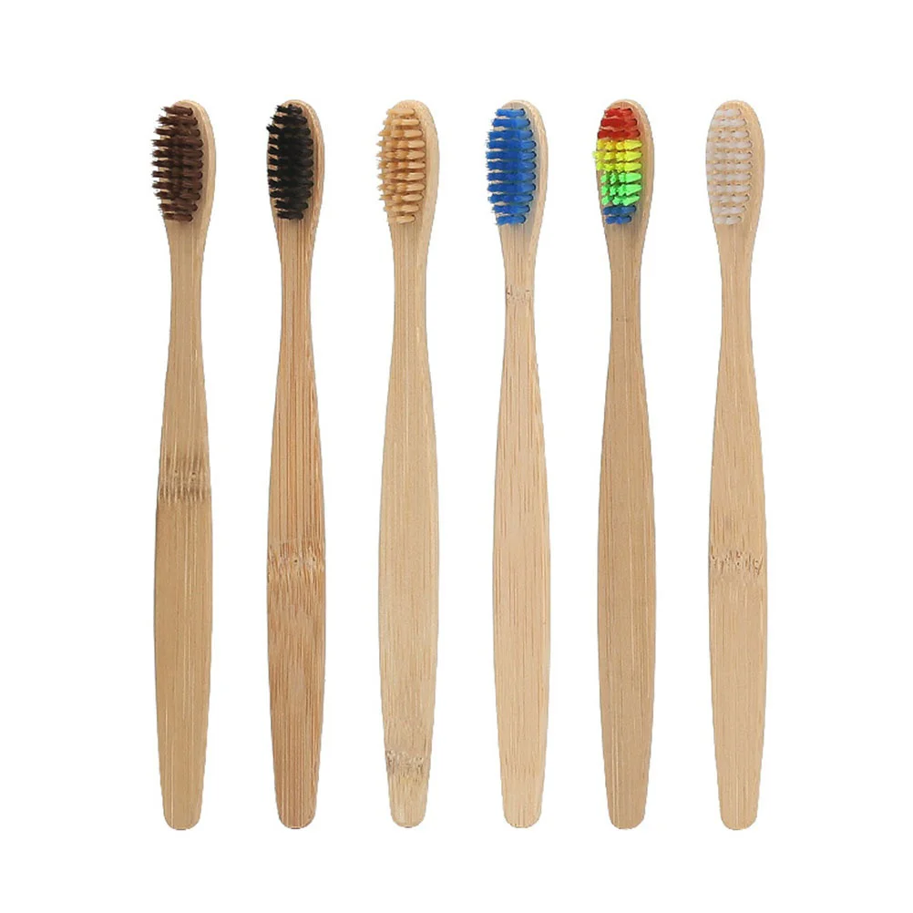 

6 Pcs Toothbrush Travel Toothbrushes Bristle Bamboo Soft Fur Eco-friendly Wooden