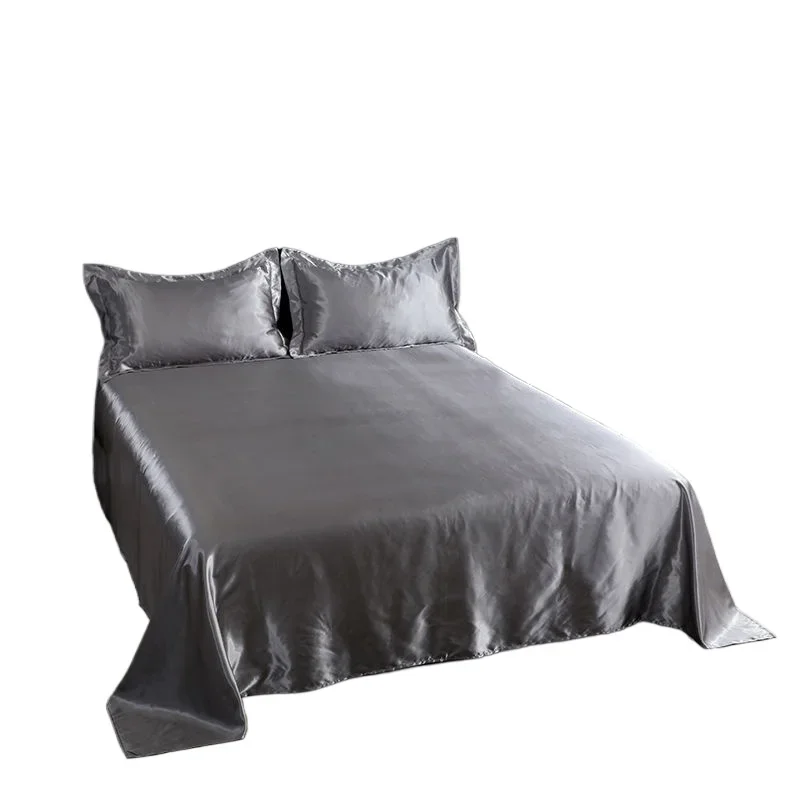 3Pcs/Lot Rayon Queen Size Bed Sheet Set Luxury Solid Satin Silky Bedsheet Set High Quality Single Double Sheets and Pillowcase