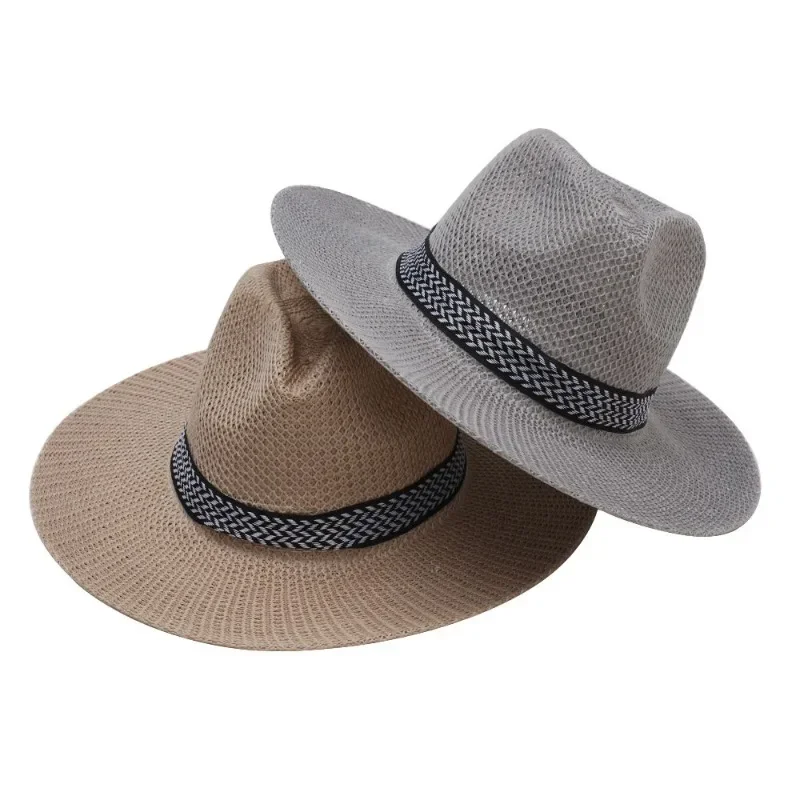 Sombrero de paja de ala ancha para hombres y mujeres, gorra de verano de ocio, gorra de Jazz Panamá, sombreros de sol casuales de viaje, gorra Retro clásica, marea 2024