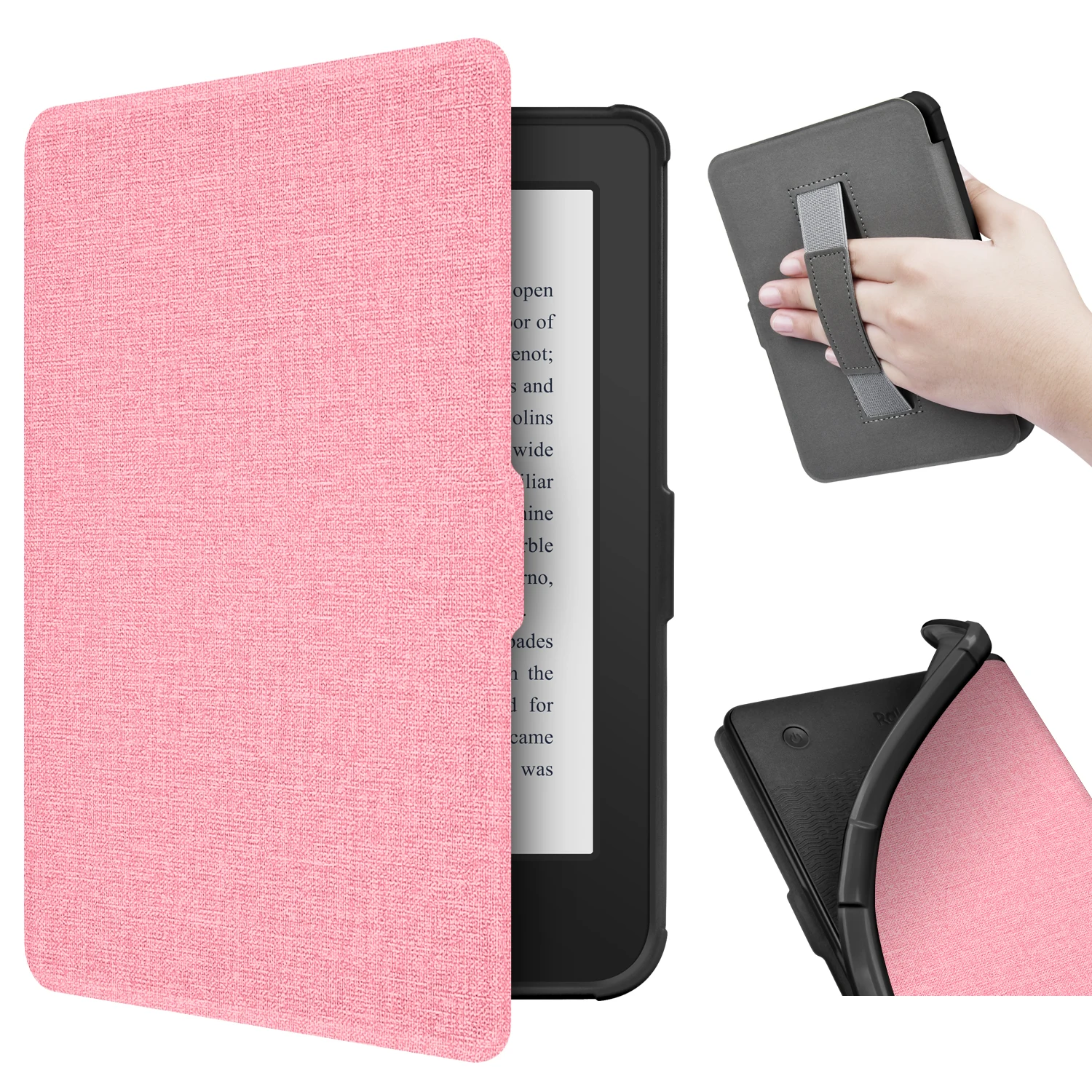 Fabric Soft Case with Hand Strap for Kobo Clara Colour Smart Cover for Kobo Clara Colour 2024 Magnetic Protective Shell