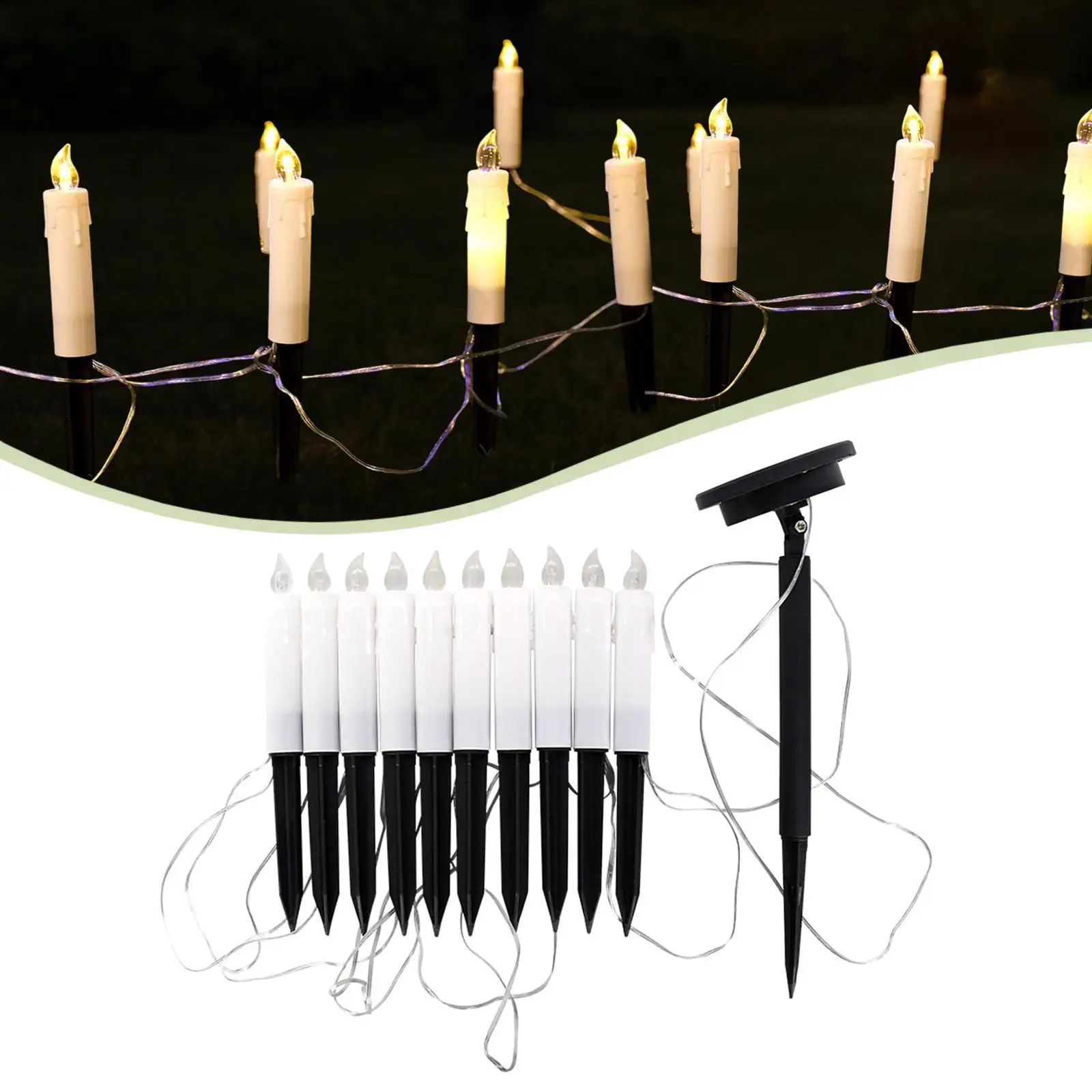 

Lawn Solar Candle Lamp Outdoor Waterproof LED Candlestick Stake Decorative Lighting for Garden Terrace Atmosphere