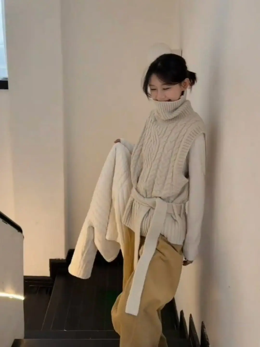 Lose Gestrickte Herbst Winter frauen Pullover Hohe Kragen Svel Twist Garn Top Schichtung Sle Faion Casual Französisch Sle