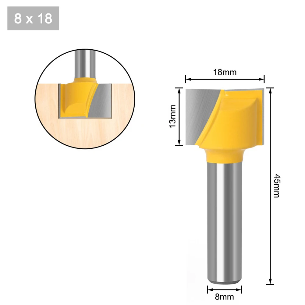 High Quality New Practical Router Bit Bit Woodworking Yellow 1pc 8*16mm 8*18mm 8*20mm 8*22mm 8*25mm Bottom CNC Milling